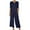 Navy, variant on Scyoekwg Two Piece Outfits for Women Summer Cotton Linen Short Sleeve V-Neck Button Tops Wide Leg Pants Casual Trendy Sweatsuits Sets Loose Solid Color Outfits (Black,XXL)