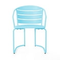 thumbnail image 4 of Christopher Knight Home Minimalist 3-Piece Outdoor Bistro Set, Oval Table & Slatted Chairs, Matte Light Blue, 4 of 7