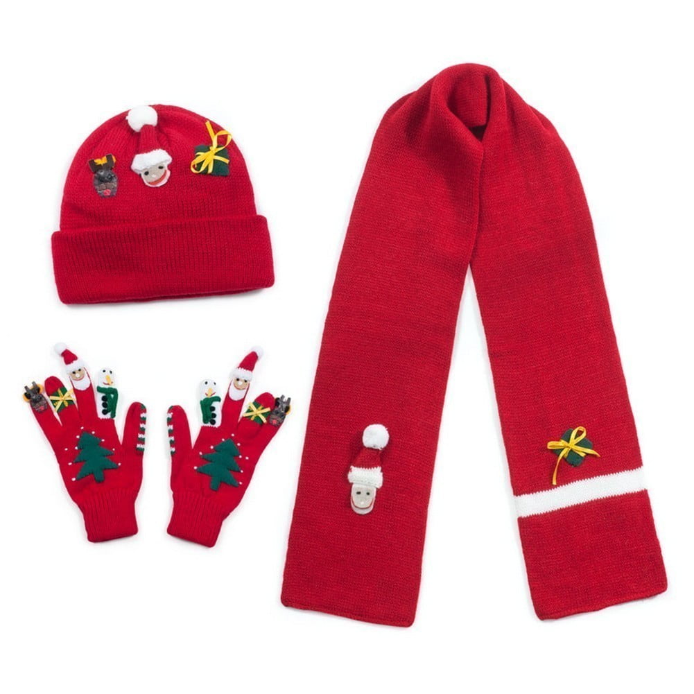 red hat scarf and gloves set