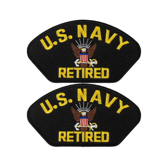 United States Military US Navy Veteran Iron On Patch Only 2 Pieces, Retired