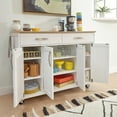 thumbnail image 5 of Homestyles 51"W Storage Plus Off White Wood Kitchen Cart, 5 of 9
