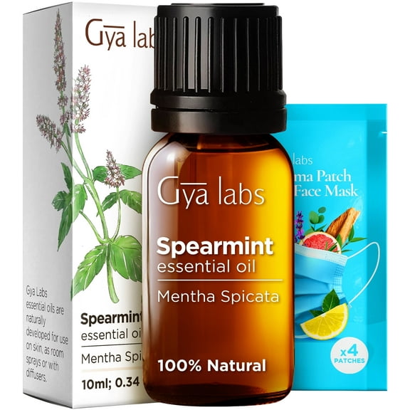 Gya Labs Spearmint Essential Oil for Diffuser & Skin - 0.34 Fl Oz - Spearmint Oil for Facial, Hair, Massage, Aromatherapy & Candle Making Scent