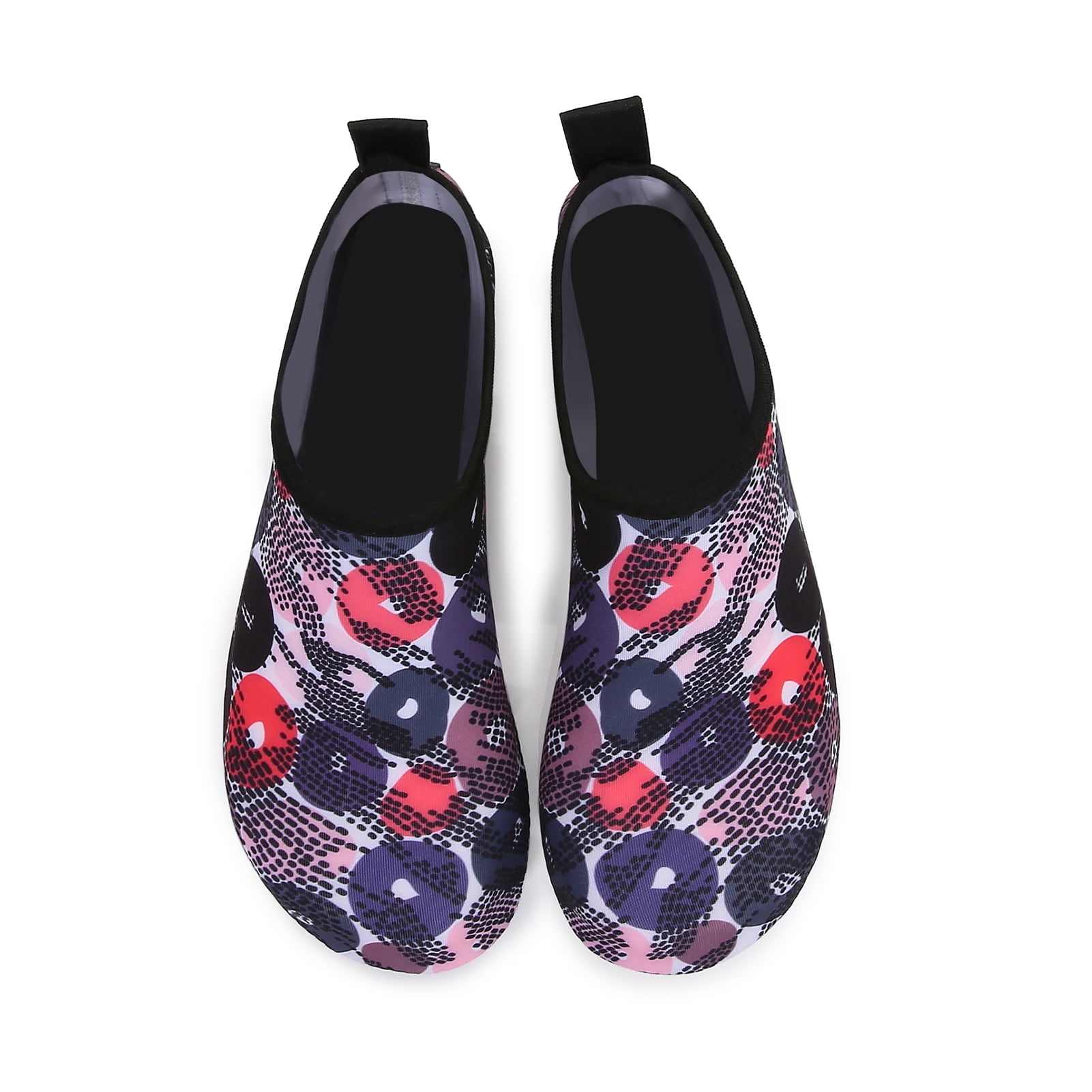 Men and Women a Slip On Barefoot Quick-Dry Beach Aqua Yoga Water Shoes (Pebble/Navy Red, 11-12 Women/9.5-10 Men)