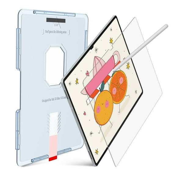 KCT Silkfeel Protector de pantalla de vidrio mate para Samsung Galaxy Tab S9 Ultra / S8 Ultra 14.6 pulgadas 2023/2022 (SM-X900/SM-X906/SM-X916B) Herramienta de alineación automática Vidrio templado