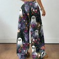 thumbnail image 5 of Fabrcox Halloween Women Pajama Pants Funny Pumpkin Ghost Cat Women's Lounge Pants Spooky Cozy Fall Winter Wide Leg Womens Sleep Pants, 5 of 5