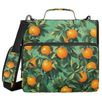 FORMRS Zipper Binder with Shoulder Strap 1.5-inch Ring 500 Sheet Capacity File Bag, Orange Tree Pattern