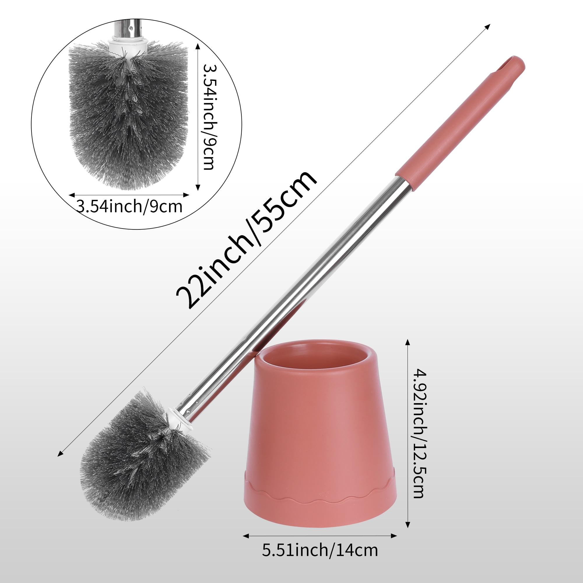 REGALWOVEN Toilet Brush Round Head Stainless Steel Durable Grip Handle Compact Size Toilet Bowl Brush Holder Bathroom Essentials Orange 1 Pack