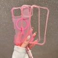 thumbnail image 3 of Dteck Magnetic Case for iPhone 16, Shockproof Rugged Cover with Lanyard Slim Lightweight PC+TPU Non-Slip Wireless Charging Anti-Fingerprint Translucent Matte Phone Case, Pink, 3 of 10