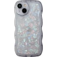 thumbnail image 6 of Glitter Shell Pattern Bling Sparkling Curly Wave Frame Clear Soft Compatible with iPhone Case (Grey,iPhone 13), 6 of 9