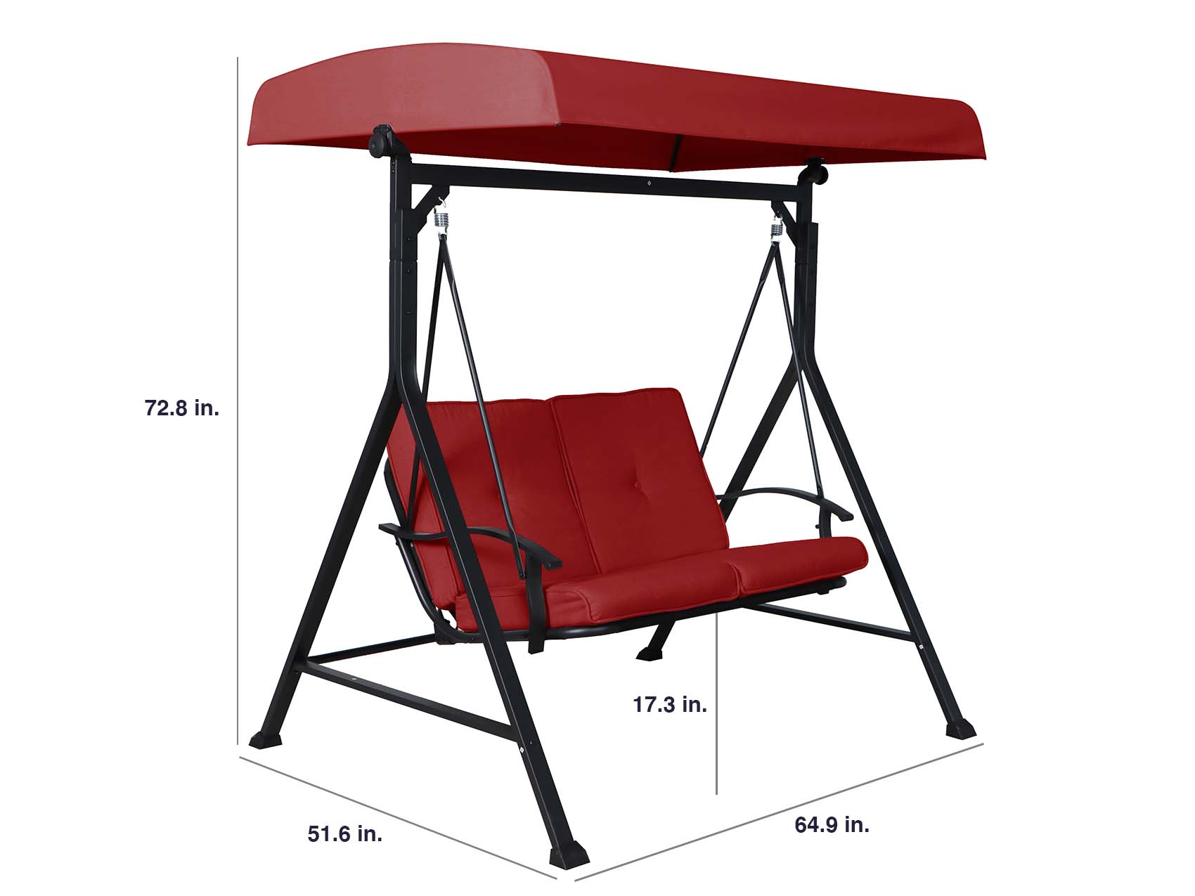Mainstays Belden Park 2-Person Outdoor Furniture Patio Swing with Canopy, Red - image 5 of 7
