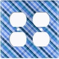thumbnail image 3 of Metal Light Switch Plate Outlet Cover Shades of Blue Plaid Wallpaper WAL033, 3 of 13