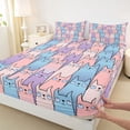 thumbnail image 3 of Castle Fairy Cartoon Cats Twin Sheet Sets for Preppy Children,Blue Pink Purple Bedding, 3 of 7
