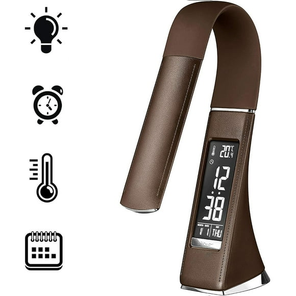 LED Desk Lamp, Eye-Caring Table Lamp, Dimmable Office Study Desk Light , 3 Adjustable Brightness Levels, Folding Design Brown
