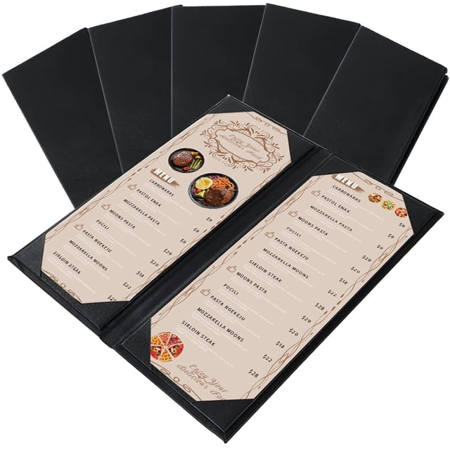 Menu Covers FLKQC de piel sintética, 4,25 x 11 pulgadas, paquete de 5
