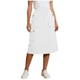 thumbnail image 3 of TAGOLD Womens Mid Calf Skirt Solid Color Elastic Waist Cargo Pocket Midi Length Skirt, 3 of 5