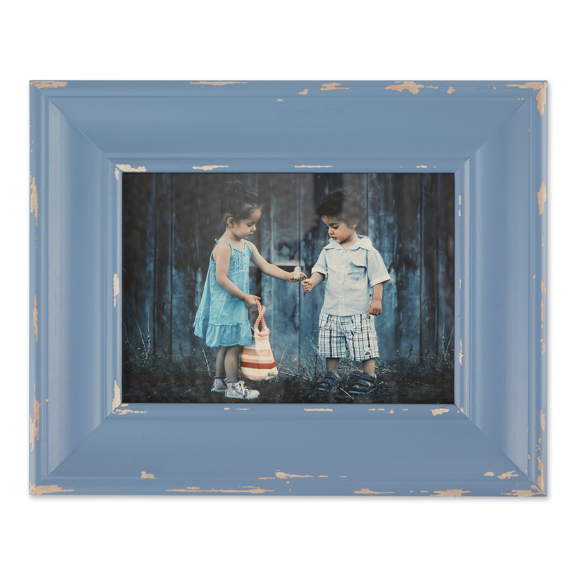 DII 5x7 Distressed Antique Stonewash Blue Farmhouse Glass Picture Frame
