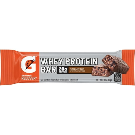 Gatorade Recover Whey Protein Bars, Chocolate Chip, 20g Protein, 12 Count