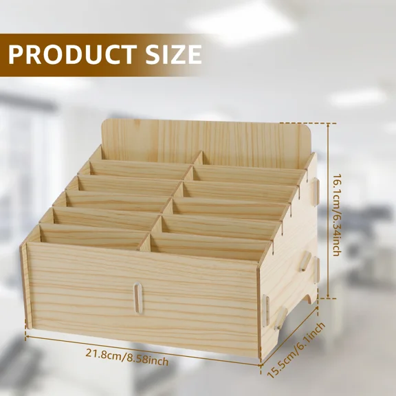 12/48-Grid Mobile Phone Storage Box Wood Multifunctional Phone Holder Desktop Organizer for Office Classroom Phone Management