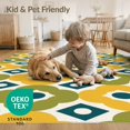 thumbnail image 4 of ODIKA 4'x6' Green Yellow Retro Geometric Design Washable Area Rug Bold Mid-Century Modern Pattern for Bedroom, Reading Nook, Pet Friendly & Non-Shedding, 4 of 7