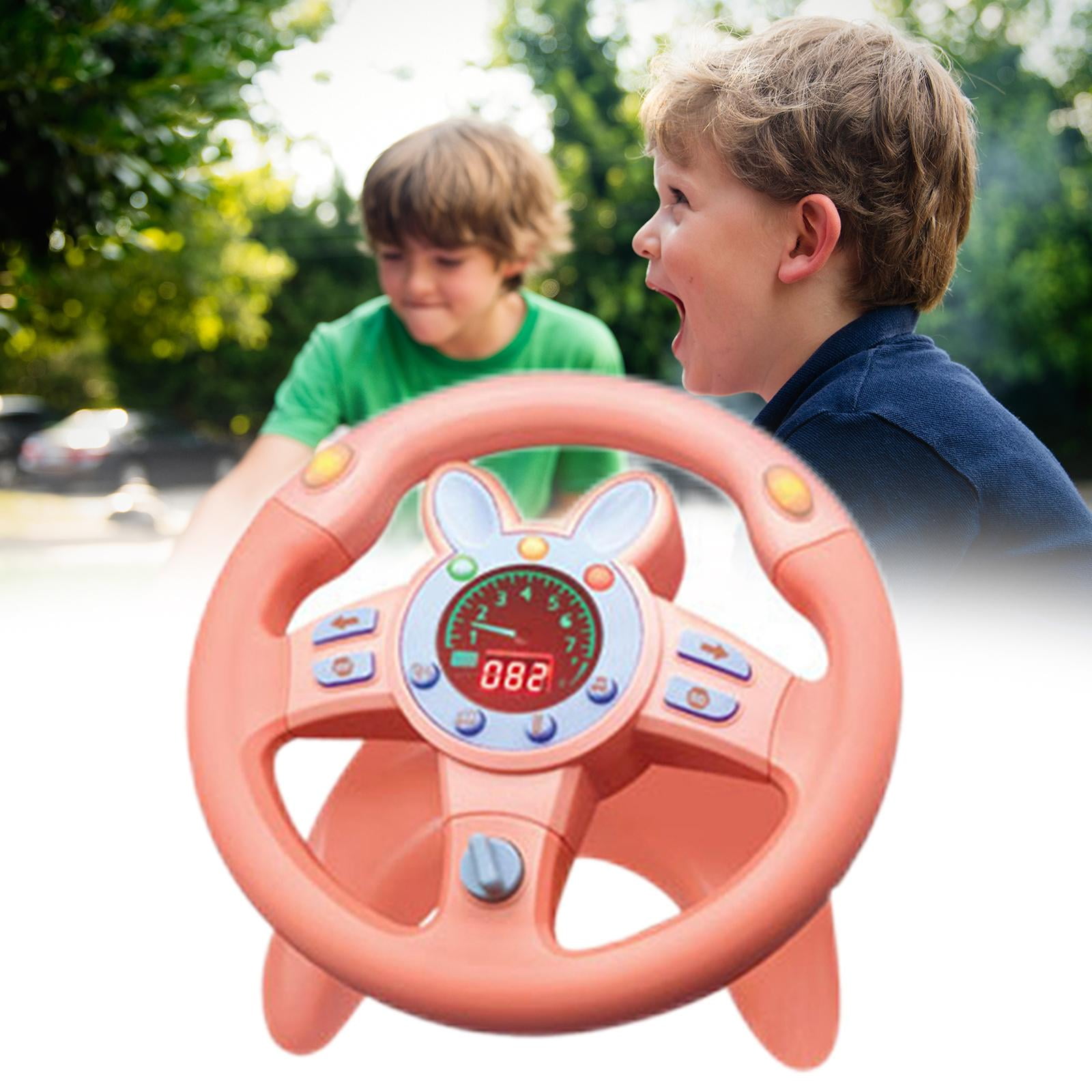 LeeQinersw Steering Wheel Toys, 360 degreeComprehensive Pretend Driving Toy Interactive Driving Pink Round
