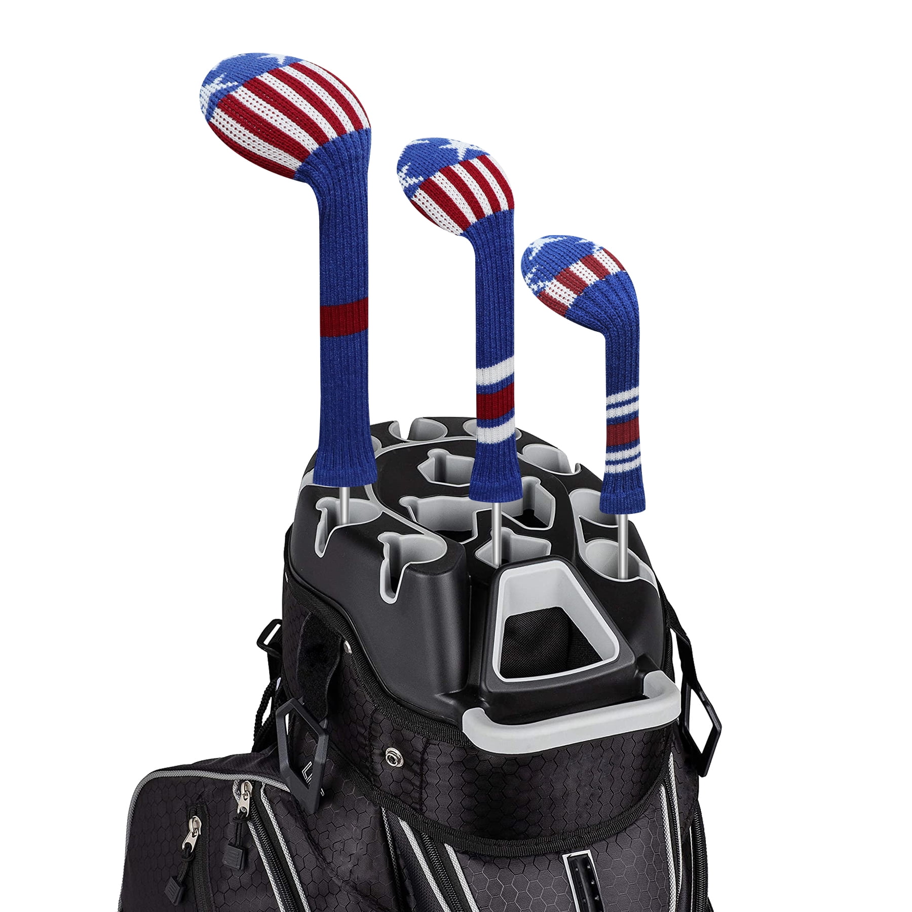 LeFeng 3Pcs Golf Club Covers, Knitted Golf Club Covers for 460cc Driver Fairway Woods and Hybrid Without Pom Pom