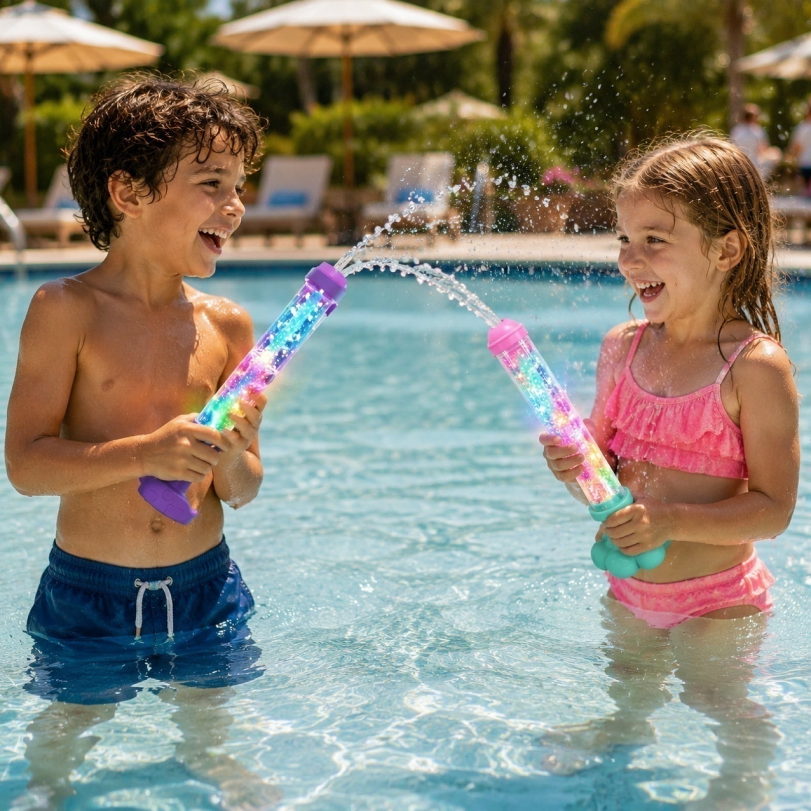 Glowing Rainbow LED Water Blaster | Summer Fun that Pops Like Magic, Rainbow LED Water Gun (2pcs)