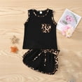 thumbnail image 2 of Penkiiy Toddler Kids Baby Girls Leopard Print Vest Shorts Outfits Set Sports Clothes Baby Girl Summer Backless Jumpsuit 2-3 Years Black On Sale, 2 of 9