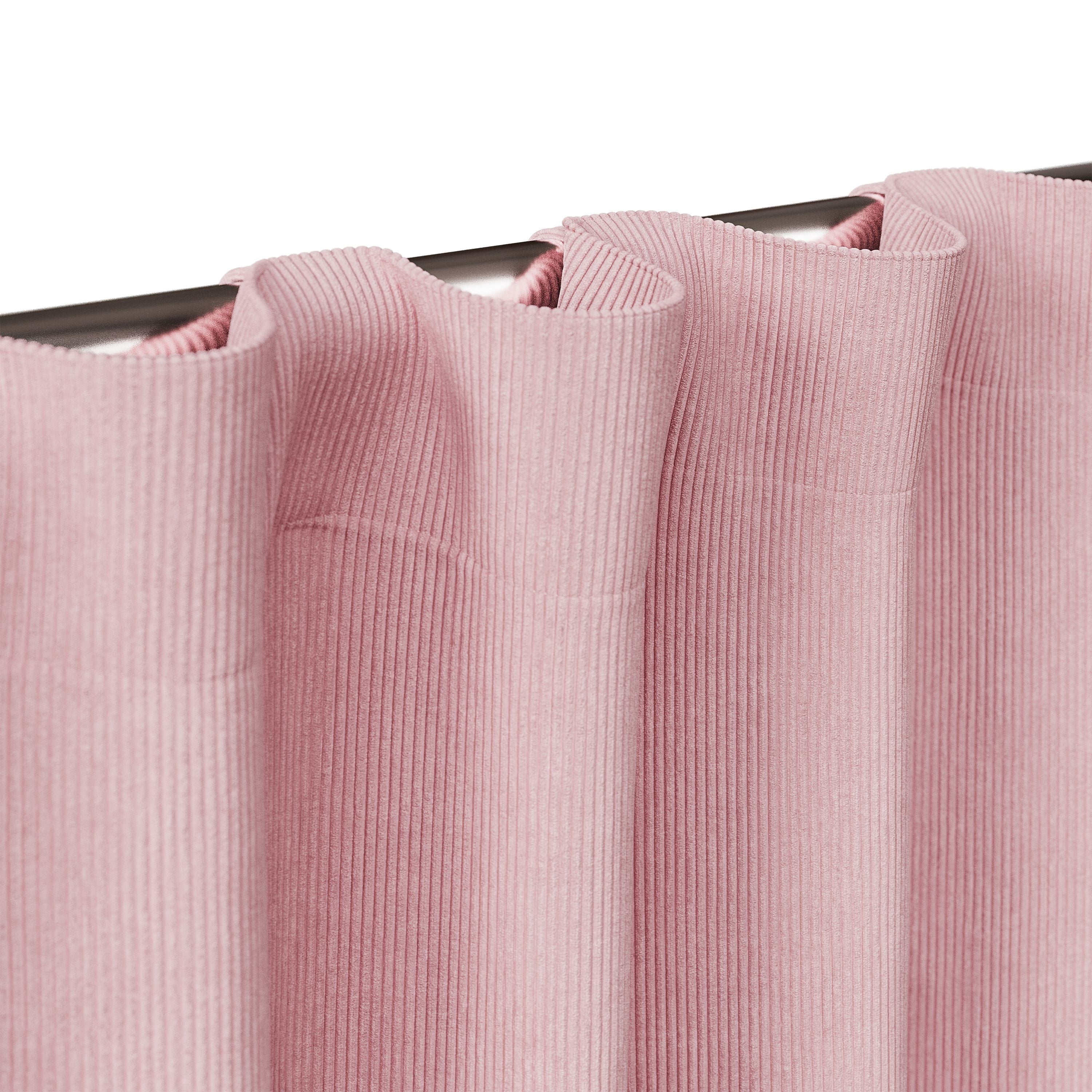 Mainstays Kids Soft Pink Solid Ribbed Corduroy Blackout Rod Pocket with Back Tabs Single Curtain Panel, Set of 1, 38" W x 63" L