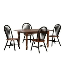 Extendable Dining Set - 60" Rectangular Wood Table & 4 Chairs - Arrowback Design