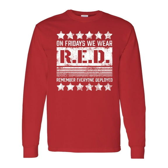 Inktastic On Fridays We Wear R.e.d. Remember Everyone Deployed Long Sleeve T-Shirt