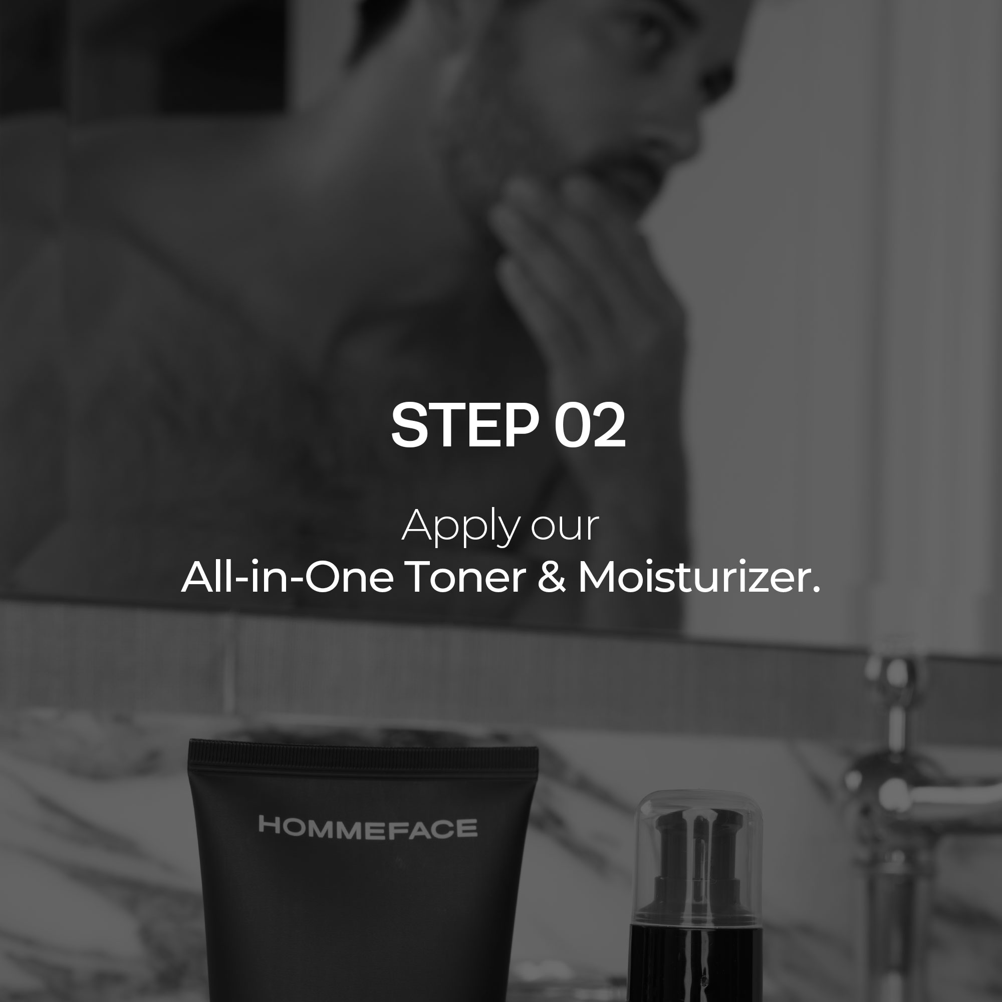 HOMMEFACE Easy Skincare Men's 2-Step Daily Routine Kit, Facial Cleanser and 2-in-1 Face Toner and Moisturizer, For Oily and Acne-Prone Skin, 9.29 fl oz