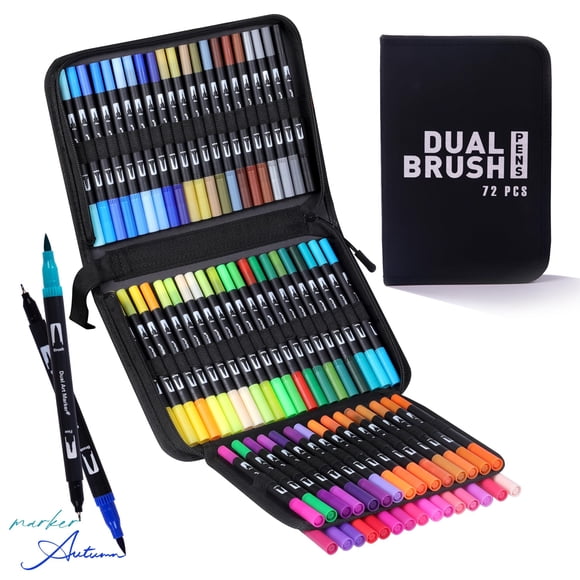 Set de marcadores Abvqr de 72 colores con doble punta, pincel y punta fina para arte