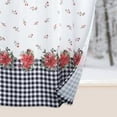 thumbnail image 2 of ZACOO Christmas Cafe Curtains 45 inch Long Buffalo Plaid with Floral Decorations Gingham Bordered Christmas Fabric Tier Curtain for Kitchen Decor, White and Black, 2 of 7
