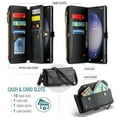 thumbnail image 4 of for Samsung Galaxy S23 Ultra Full Body Protection Wallet Folio Flip Case, Shoulder Strap & Wristlet Card Slots Zipper Pocket RFID Blocking Rugged Durable PU Leather Phone Case Cover, Black, 4 of 10