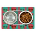 thumbnail image 1 of Modern Pet Mat for Food and Water, Skull Pattern with Digital Effects Gothic Dead Anatomy Illustration, Non-Slip Rubber Mat for Dogs and Cats, 18" X 12", by Ambesonne, 1 of 2