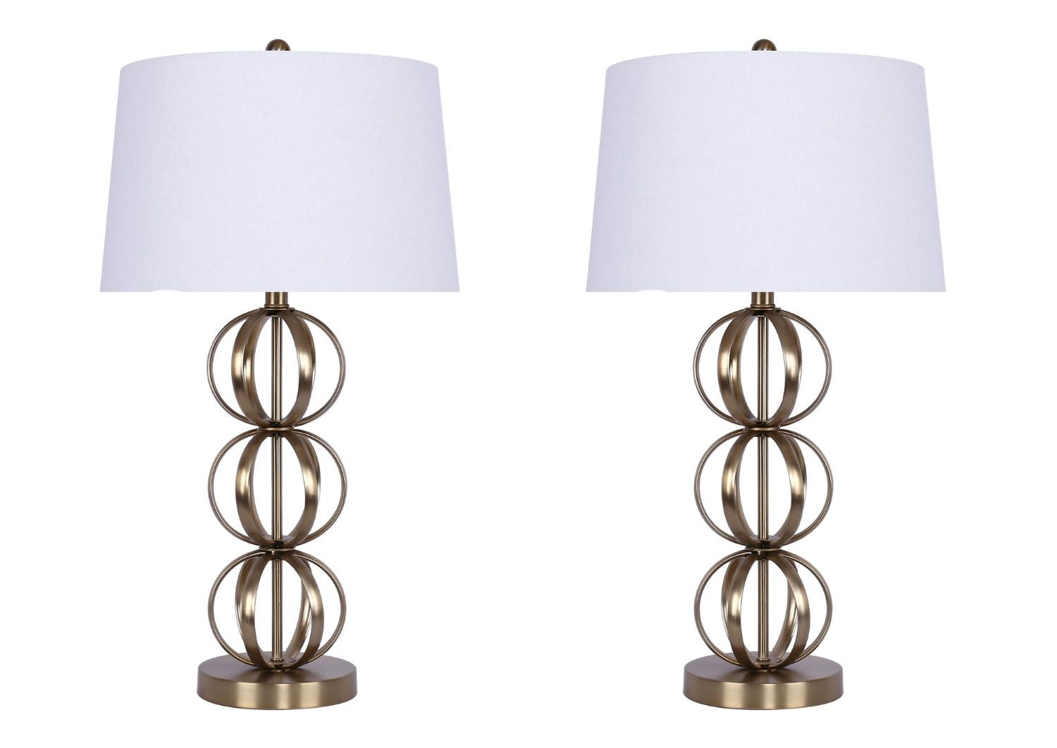 White and Gold 29.5" Metal Table Lamp Set with Linen Shade