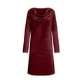 thumbnail image 2 of QATAINLAV Robe Courte Moulante en Velours pour Femme à Manches Longues, Col Bénitier Drapé, Froncée, Robe de Soirée Cocktail, Tenues d'Automne Hiver pour les Vacances, Bourgogne, P, 2 of 10