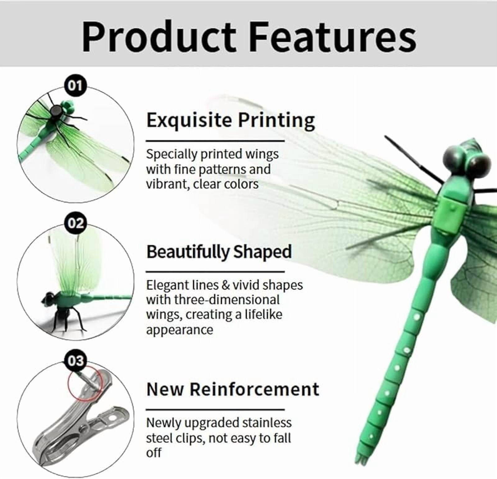 20pcs Dragonfly Clip Bug Repellent, Clip on Dragon Fly, Outdoor Fake Dragonfly Rod Clip for Hat, 3D Artificial Realistic Garden Stakes Decor to Keep Flies Away for Indoor Patio (8Pcs)