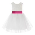 thumbnail image 2 of Ekidsbridal Girl Communion Flower Girl Dress - Knee Length Backless Ivory Lace Dress with Tiebow 206T-A (Size: S-10), 2 of 3
