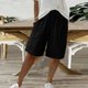 thumbnail image 4 of Pantalones Cortos Casuales de Color Sólido Capri, Mezcla Cómoda de Poliéster para el Hogar Y el Uso Diario, 4 of 9