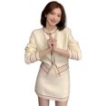 thumbnail image 3 of Conjunto de dos piezas de falda y suéter Sandros para mujer, nuevo estilo coreano Y2K, cárdigan de punto blanco roto para primavera y otoño, 3 of 5