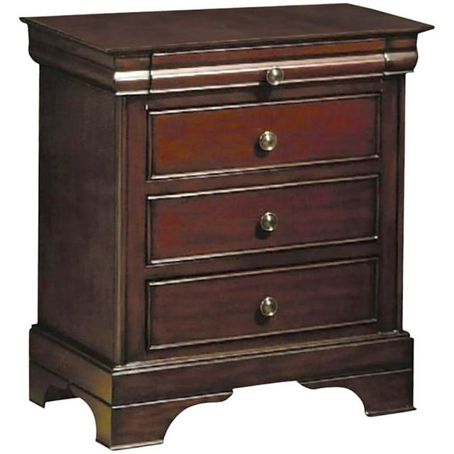 Bowery Hill 3 Drawer Nightstand with Serving Tray in Mahogany