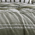 thumbnail image 4 of Benjara Meo 5pc Queen Size Comforter Set- Green Textured Woven Jacquard Stripe, 4 of 6