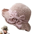 thumbnail image 2 of 2026 Fashion Women Beach Straw Sun Hat Cute Bow Versatile Retro Handmade Hat With Ruffled Bow Summer Foldable Breathable Bucket Hat for Women M Color Pink, 2 of 6