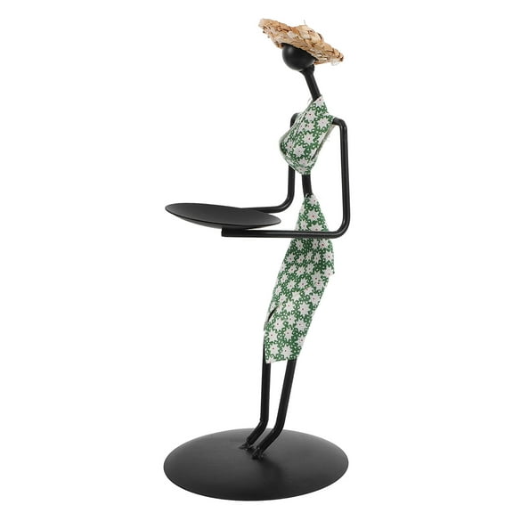 Qiysamall Metal Lady Tealight Candle Holder: Tea Light Candle Holders Stand Figure Candlestick African Statues for Home Decoration Living Room Office Decor