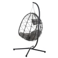 thumbnail image 6 of Egg Chair With Stand Indoor Outdoor Swing Chair Patio Wicker Hanging Egg Chair Hanging Basket Chair With Stand For Bedroom Living Room Balcony,Gray-A, 6 of 15