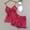 Red, variant on MGDXOX Women's Satin Floral Lace Cami Pajama Set 2 Piece Silky Sleepwear Shorts Loungewear V Neck Sleepwear Set Blue L