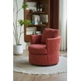 thumbnail image 3 of Brick Red Swivel Barrel Accent Chair, Modern Upholstered Round Accent Arm Chairs with Pillow and Metal Base, Comfy 360 Degree Swivel Leisure Club Chair for Nursery, Hotel, Bedroom, Office, 3 of 9