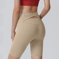 thumbnail image 4 of Kinrui High Waisted Biker Shorts for Women-Crossover High Waist Workout Yoga Long Shorts Khaki L, 4 of 6