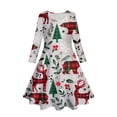 thumbnail image 3 of WEAIXIMIUNG Robe pour Fête de Noël Enfants Filles Tout-Petits Arbres de Noël Imprimé Cerf Robe de Fête Manches Longues 8-9 Ans, 3 of 5